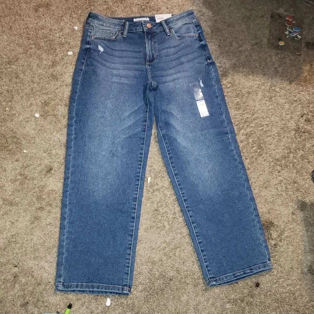 Women's Sonoma Good for Life High Waisted Straight-Leg Crop Jeans Size 4 - Picture 3 of 5